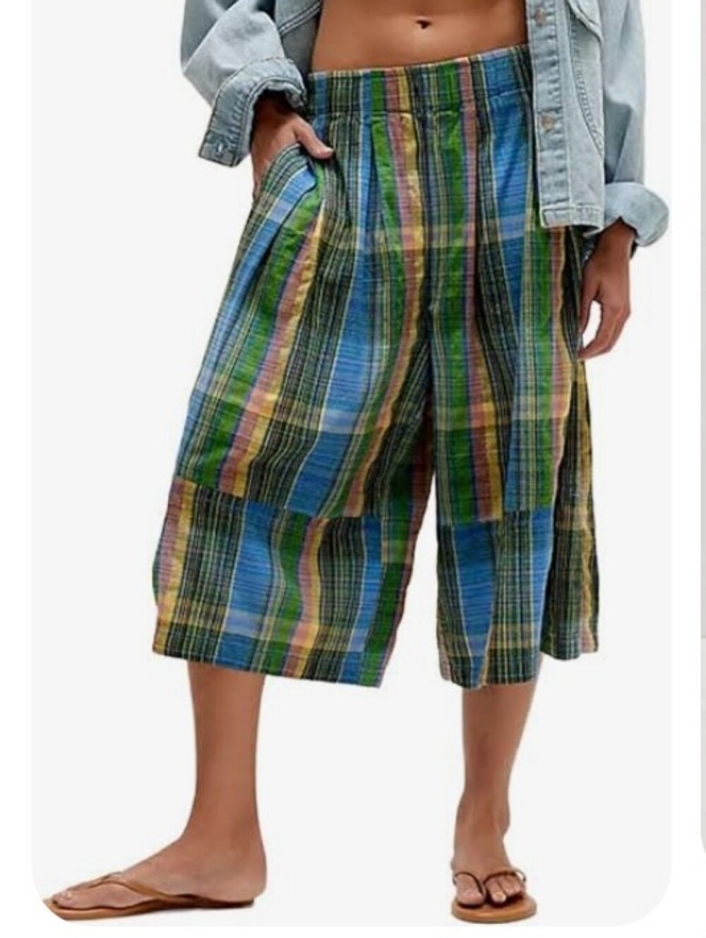 Chou Yatou Wide-Leg Plaid Culotte Pants - Picture 3 of 12